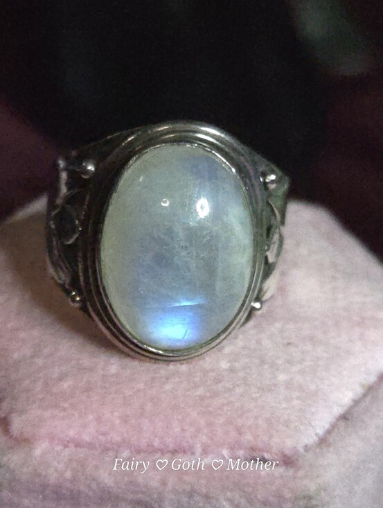 JTV Jewelry - Vintage Sterling Silver 7ct Rainbow Moonstone Leaf Statement Ring Sz 8